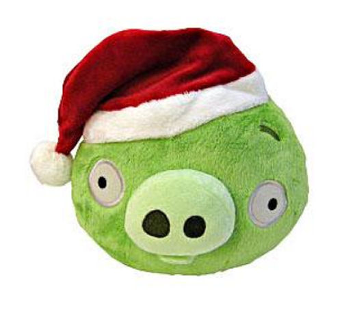 Angry Birds Holiday 5" Plush Toy Green Pig w Santa Hat Christmas Cap New