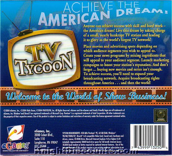 eGames TV Tycoon Television Media Sim PC Game New Box 743999132504